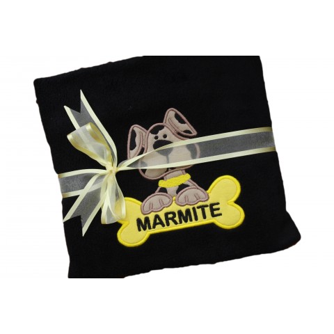 Personalised Embroidered Pet Dog Blanket Dog With Bone Design